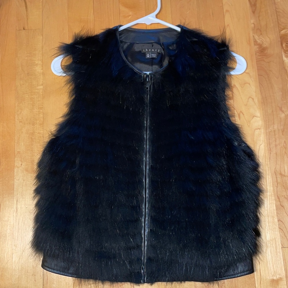 Theory genuine fur and leather vest size p/xs